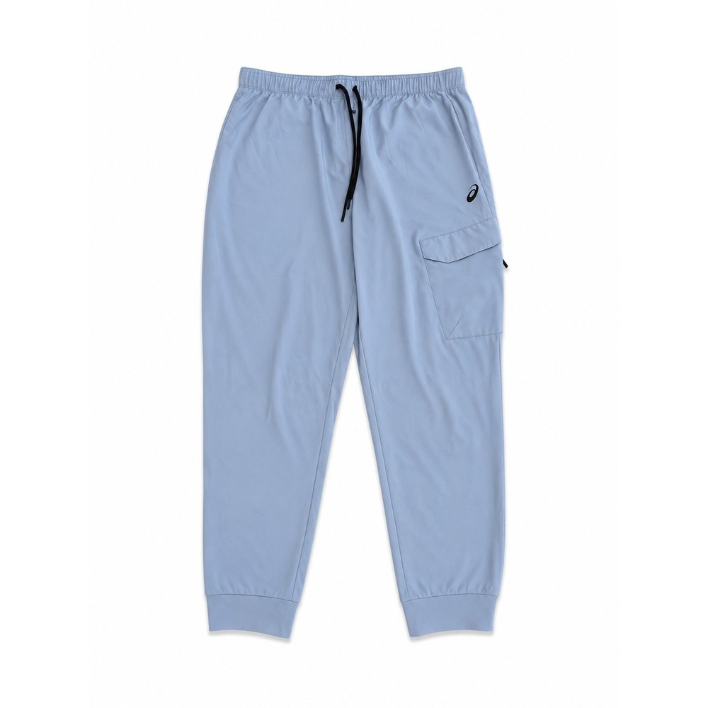 ASICS Men's Woven Cargo Jogger Pants Light Blue Zip Pocket Drawstring XL